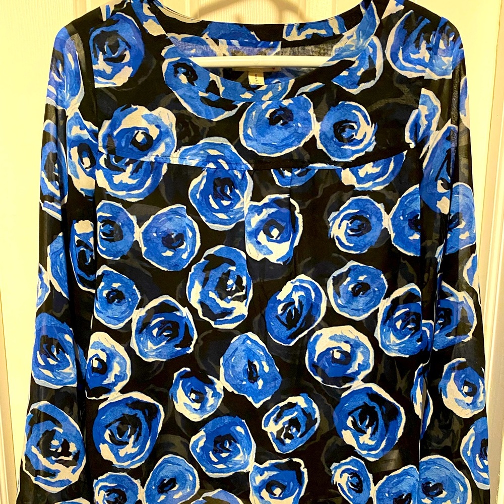 Royal Blue Floral Blouse